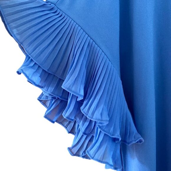 NWT Laura Plissé Ruffle Sleeve Top Vintage Blue Medium - Picture 7 of 10
